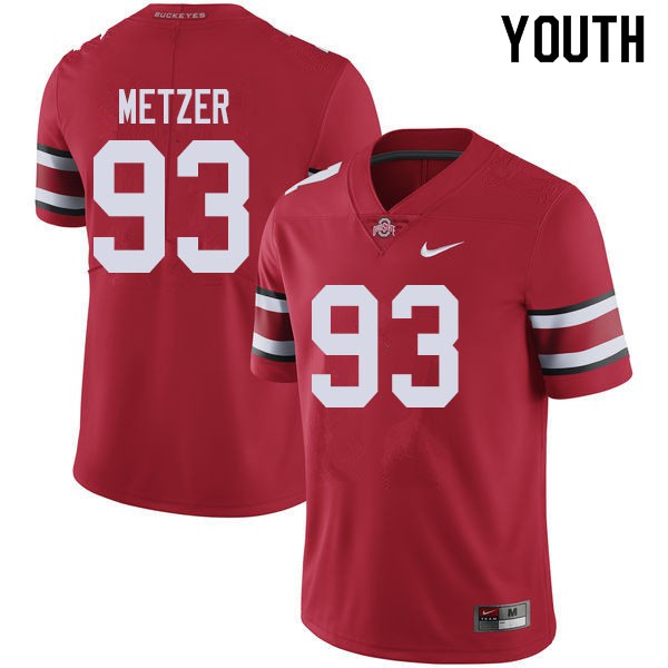 Ohio State Buckeyes #93 Jake Metzer Youth Football Jersey Red